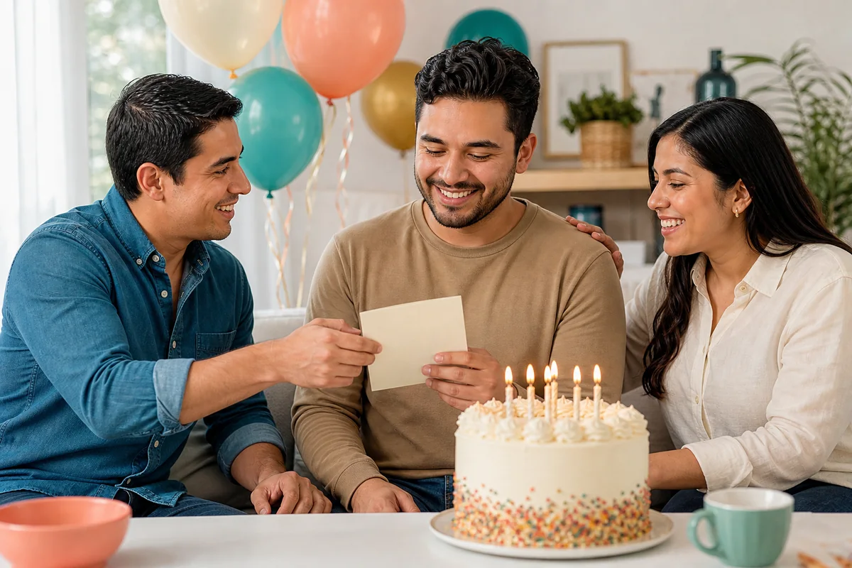 Amigos felicitando a un amigo durante su cumpleaños